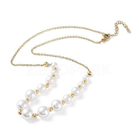 Plastic Pearl Graduated Beaded Necklace NJEW-F317-02G-1