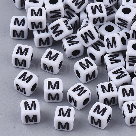White Opaque Acrylic Beads MACR-R869-02M-1