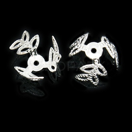 3-Petal Brass Flower Bead Caps KK-M010-01S-1