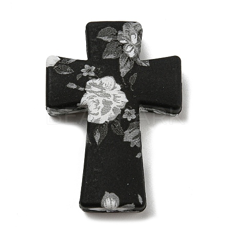 Cross with Flower Silicone Focal Beads SIL-G006-02G-1
