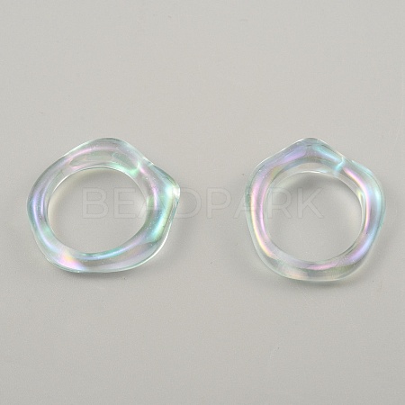 Candy Color Plastic Twist Wave Finger Ring for Women RJEW-WH0004-26A-1