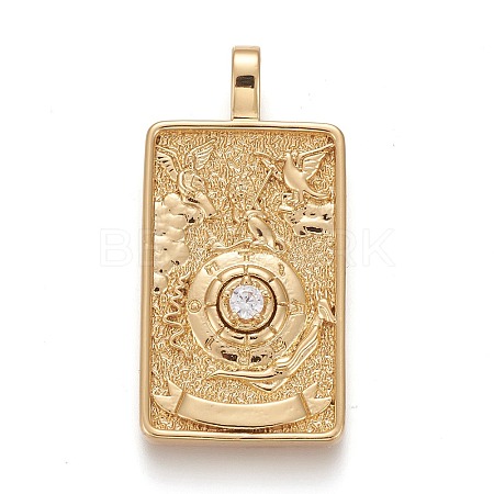 Brass Micro Pave Clear Cubic Zirconia Pendants X-ZIRC-Z004-01H-1