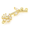 Flower of Life Rack Plating Brass Micro Pave Cubic Zirconia Links KK-S396-25-2