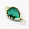 Golden Tone Brass Glass Teardrop Links connectors GLAA-J010A-HF10-G-3