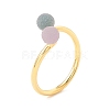 Natural Agate Double Round Beaded Open Cuff Ring G-I323-01G-4