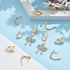 5Pairs V-shaped Rack Plating Brass Hoop Earring Findings with Latch Back Closure and Horizontal Loop KK-ME0002-47-4