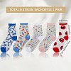 5 Pairs 5 Styles Nylon Glass Silk Socks for Women AJEW-CN0004-34-2