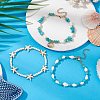 3Pcs 3 Styles Starfish Synthetic Magnesite & Turquoise Beaded Anklets AJEW-TA00030-1