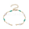 Plastic Imitation Pearl Oval & Faceted Glass Beaded Link Chain Bracelet Making AJEW-JB01150-44-1