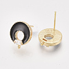 Real 18K Gold Plated Brass Enamel Stud Earring Findings KK-T038-575A-G-NF-1