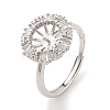 925 Sterling Silver Micro Pave Cubic Zirconia Design Ring Mounts Fittings with Pearl Seat STER-B003-12P-1
