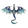 Dragon Alloy Rhinestone Lapel Pins for Backpack Clothes JEWB-G043-01B-1
