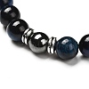 Natural Tiger Eye(Dyed) Beads Stretch Bracelets Set BJEW-JB06653-05-3