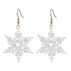 304 Stainless Steel Glass Seed Beads Snowflake Dangle Earrings EJEW-MZ00537-3