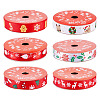 6Rolls 6 Styles Christmas Polyester Printed Ribbon OCOR-TA0003-43-2