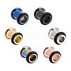 12Pcs 6 Colors 316 Surgical Stainless Steel Screw Ear Gauges Flesh Tunnels Plugs STAS-YW0001-14-5