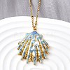 Summer Beach 304 Stainless Steel Light Sky Blue Enamel Pendant Necklaces for Women NJEW-U043-01B-G-1