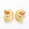 Textured Brass Crimp Beads Covers KK-F371-77G-1