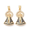 Brass Micro Pave Blue Cubic Zirconia Pendants CU-H002-03G-1
