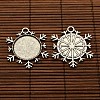 25x4mm Dome Transparent Glass Cabochons and Christmas Ornaments Antique Silver Alloy Snowflake Pendant Cabochon Settings DIY DIY-X0181-AS-3