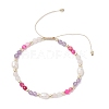 3Pcs Natural Mixed Gemstone & Cultured Freshwater Pearl Beads Braided Bead Bracelets for Women BJEW-JB12666-3