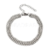 304 Stainless Steel Rhinestone Cup Chain Multi-strand Bracelets for Women BJEW-P376-01P-03-4