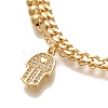 Palm Brass Micro Pave Clear Cubic Zirconia Card Paper Chain Bracelets BJEW-L696-106G-2