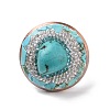 Synthetic Turquoise Nuggets Beaded Adjustable Ring with Crystal Rhinestone G-I330-15R-3