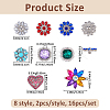 16Pcs 8 Styles Alloy Rhinestone Snap Buttons BUTT-FH0001-034-2