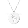 Flat Round with Hollow Microphone Stainless Steel Pendant Necklaces for Women SE2751-1-1