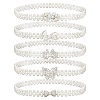 5Pcs 5 Style Acrylic Pearl Braided Stretch Chain Belt with Alloy Clasp AJEW-GA0004-49-1