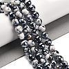 Electroplated Natural Fire Crackle Agate Round Beads Strands G-G0006-A02-03-1