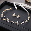 Starfish Alloy Crystal Rhinestone Hairband & Stud Earrings Sets FS-WGF7E24-01-1