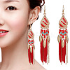 Feather Alloy Seed Beads Dangle Earrings FS-WGA085C-06-1