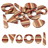  12Pcs 6 Styles Wenge Wood & Sandalwood & White Ash Pendants WOOD-TA0001-94-1