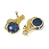Dyed Natural Lapis Lazuli Ball with Leopard Shape Brass Pendants KK-F887-04G-23-2