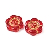 Baking Paint and Golden Metal Enlaced Glass Beads X-DGLA-T004-10F-2