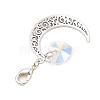 Alloy Moon & Glass Pendant Decorations HJEW-JM02689-01-4
