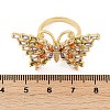 Butterfly Brass Micro Pave Colorful Cubic Zirconia Finger Rings for Women RJEW-G343-30G-01-5