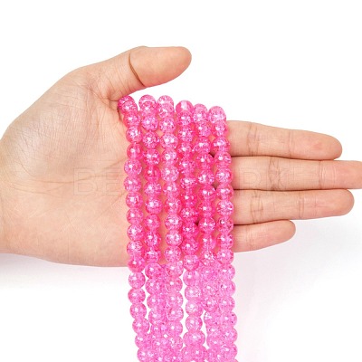 Spray Painted Crackle Glass Beads Strands CCG-Q001-8mm-02-1