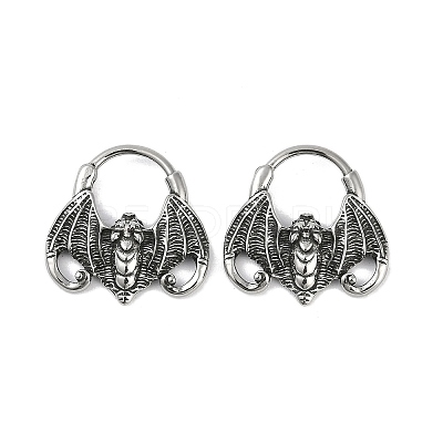 Bat 316 Surgical Stainless Steel Hoop Earrings EJEW-G416-31AS-1
