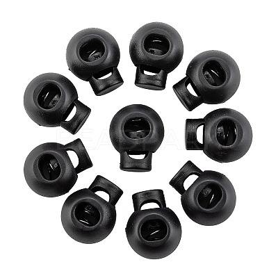 1-Hole Dyed Iron Spring Loaded Eco-Friendly Plastic Round Buckle Cord Toggle Lock Beans Stoppers for Sportwear Luggage Backpack Straps X-FIND-E004-60B-18mm-1