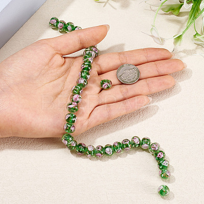 1 Strand Handmade Lampwork Inner Flower Rondelle Beads Strands LAMP-TA0002-72G-1