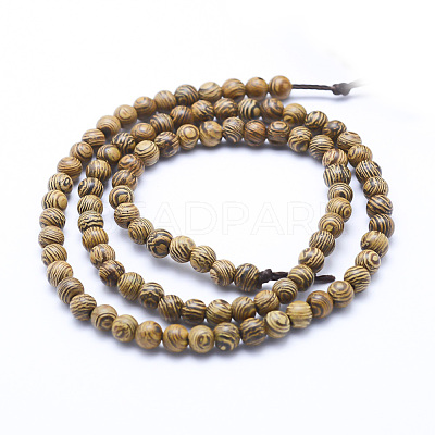 Natural Wenge Wood Beads Strands WOOD-P011-05-10mm-1