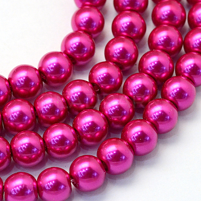Baking Paint Pearlized Glass Pearl Round Bead Strands HY-Q003-4mm-17-1