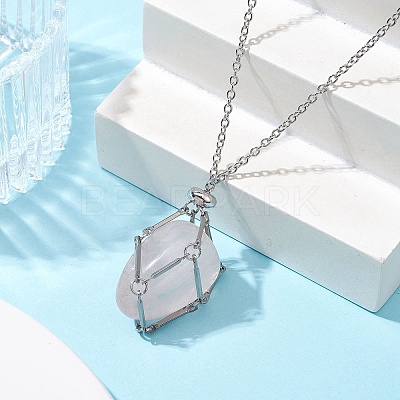 Crystal Holder Cage Necklace X-NJEW-JN04585-1
