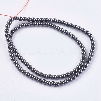 Non-magnetic Synthetic Hematite Bead Strands G-R193-19-4mm-1