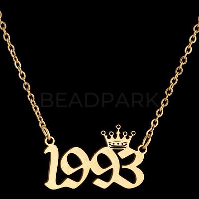 Crown Birth Year 201 Stainless Steel Pendant Necklaces for Women FS-WG4E8F2-14-1