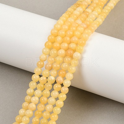 Natural Yellow Jade Bead Strands G-K121-01-4mm-1