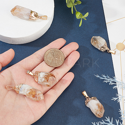 5Pcs Raw Rough Natural Citrine Pendants G-FG0001-11-1